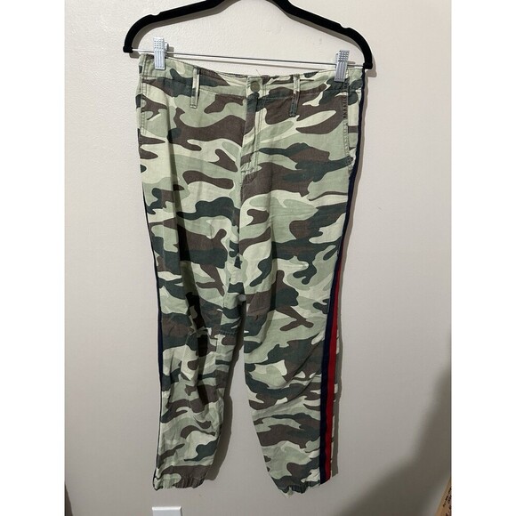 Mother‎ Pants Green The No Zip Misfit Double Time Camouflage Side Stripe Size 26 - Picture 2 of 13